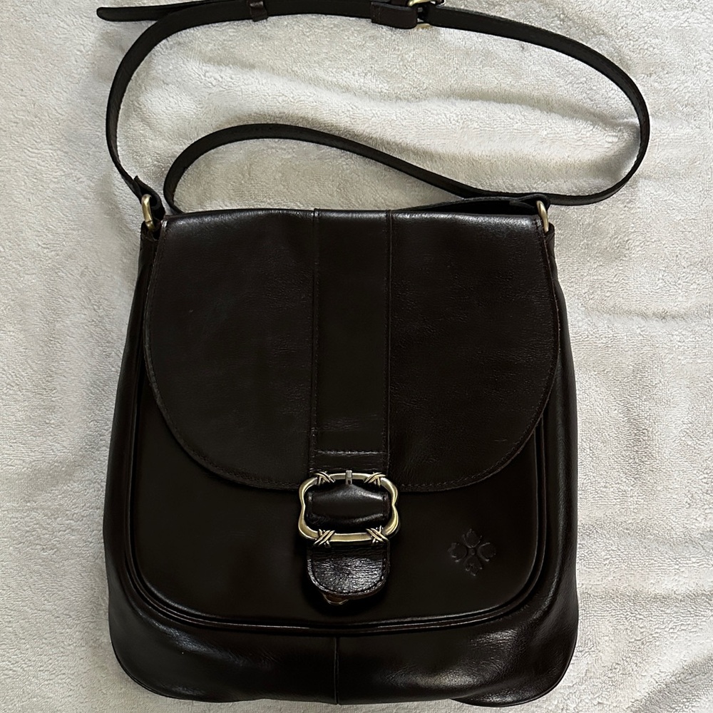Elegant Patricia Nash Chocolate Brown Leather Shoulder Bag